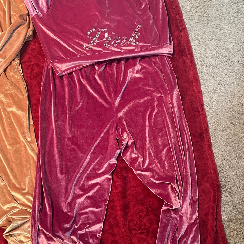 Victoria's Secret Velvet Jumpsuits in Tan and Pink - Picture 4 of 5